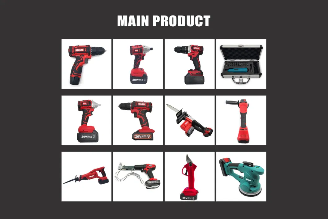 Professional Wosai Power Tools Craft Taladro Screwdriver Factory 1300mAh 12V Cordless Hammer Electric Impact Hand Power Drill